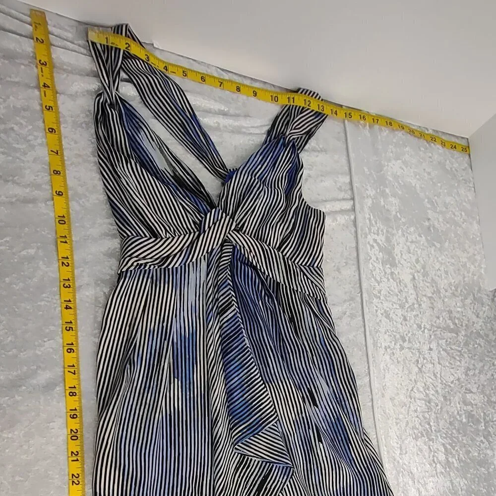 Banana Republic Silk Striped Halter Empire Waist Dress Blue 2P - Picture 6 of 11